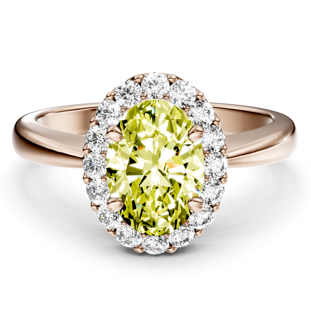 1.30-4.30 CT Oval &amp; Round Cut Fancy Yellow Diamonds - Engagement Ring