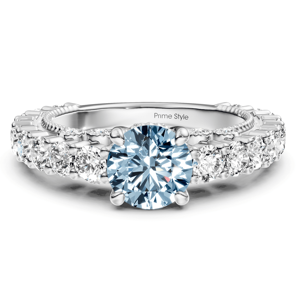 2.70-5.70 CT Round Cut Fancy Blue Diamonds - Engagement Ring