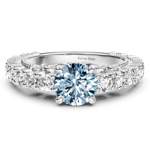 2.70 - 5.70 CT Round Cut Fancy Blue Diamonds - Engagement Ring - Primestyle.com