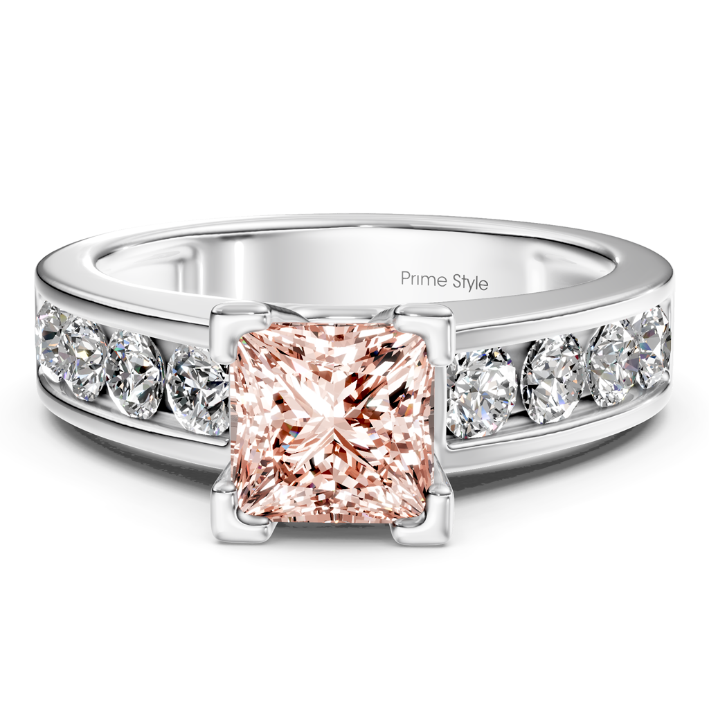 1.80-4.80 CT Princess &amp; Round Cut Fancy Pink Diamonds - Engagement Ring