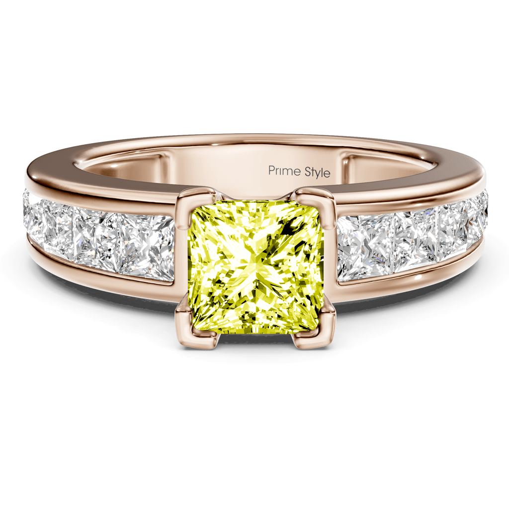 2.20 - 5.20 CT Princess Cut Fancy Yellow Diamonds - Engagement Ring - Primestyle.com
