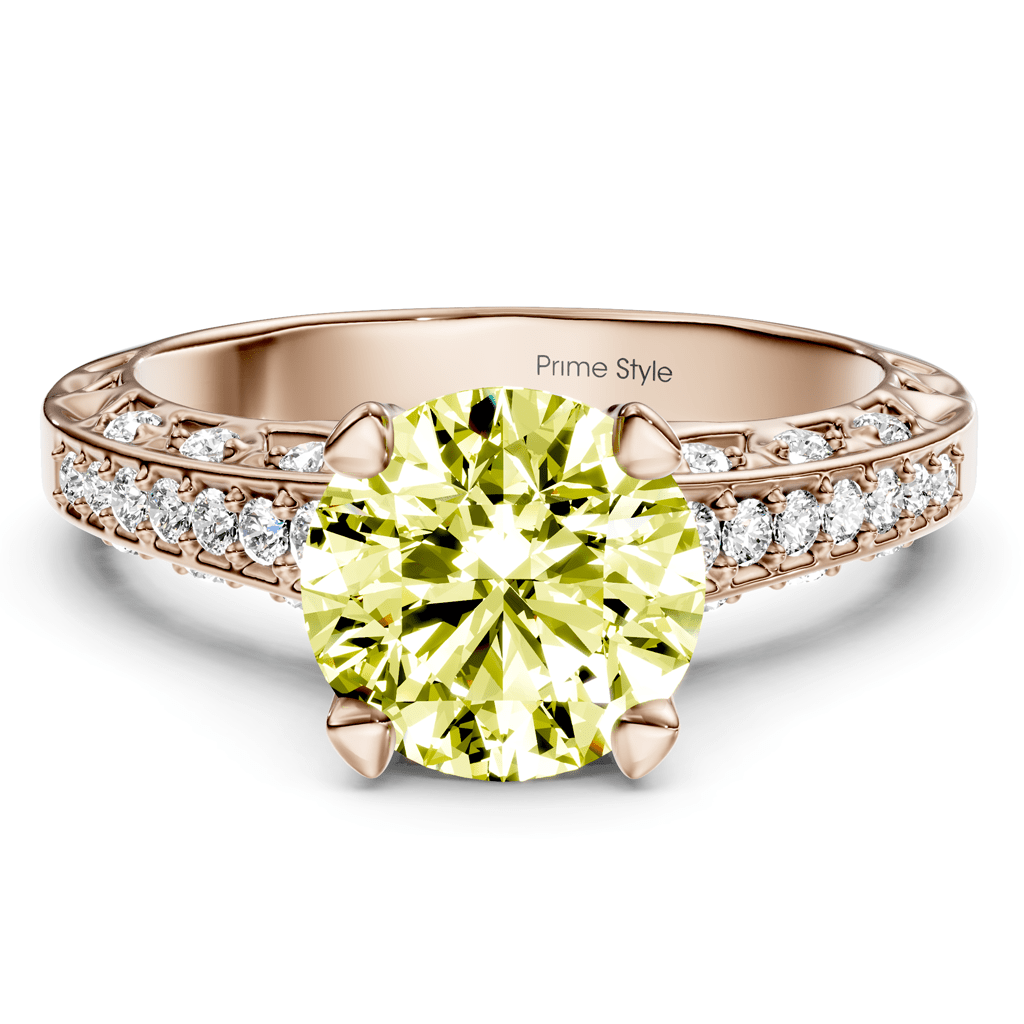 1.25 - 4.25 CT Round Cut Fancy Yellow Diamonds - Engagement Ring - Primestyle.com