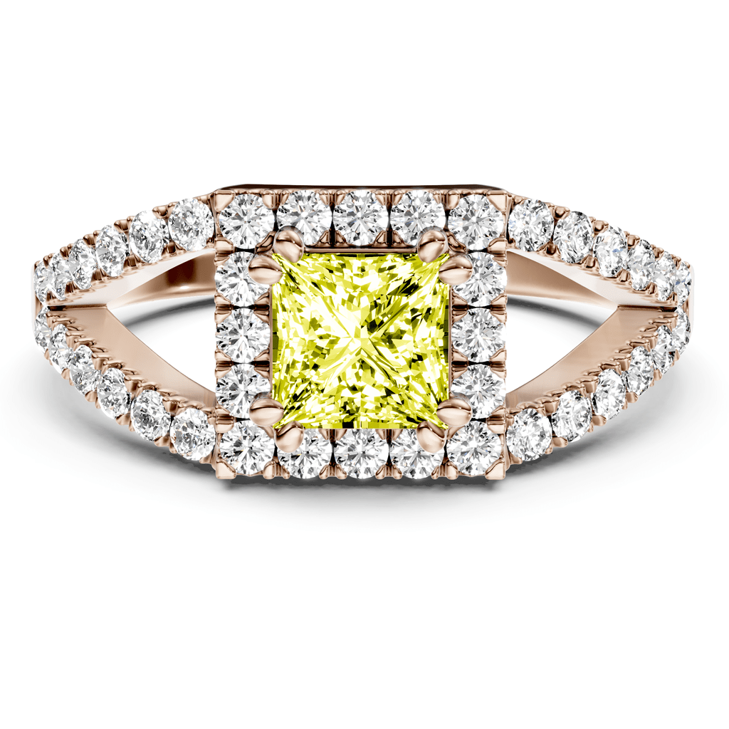 1.45-4.45 CT Princess & Round Cut Fancy Yellow Diamonds - Engagement Ring