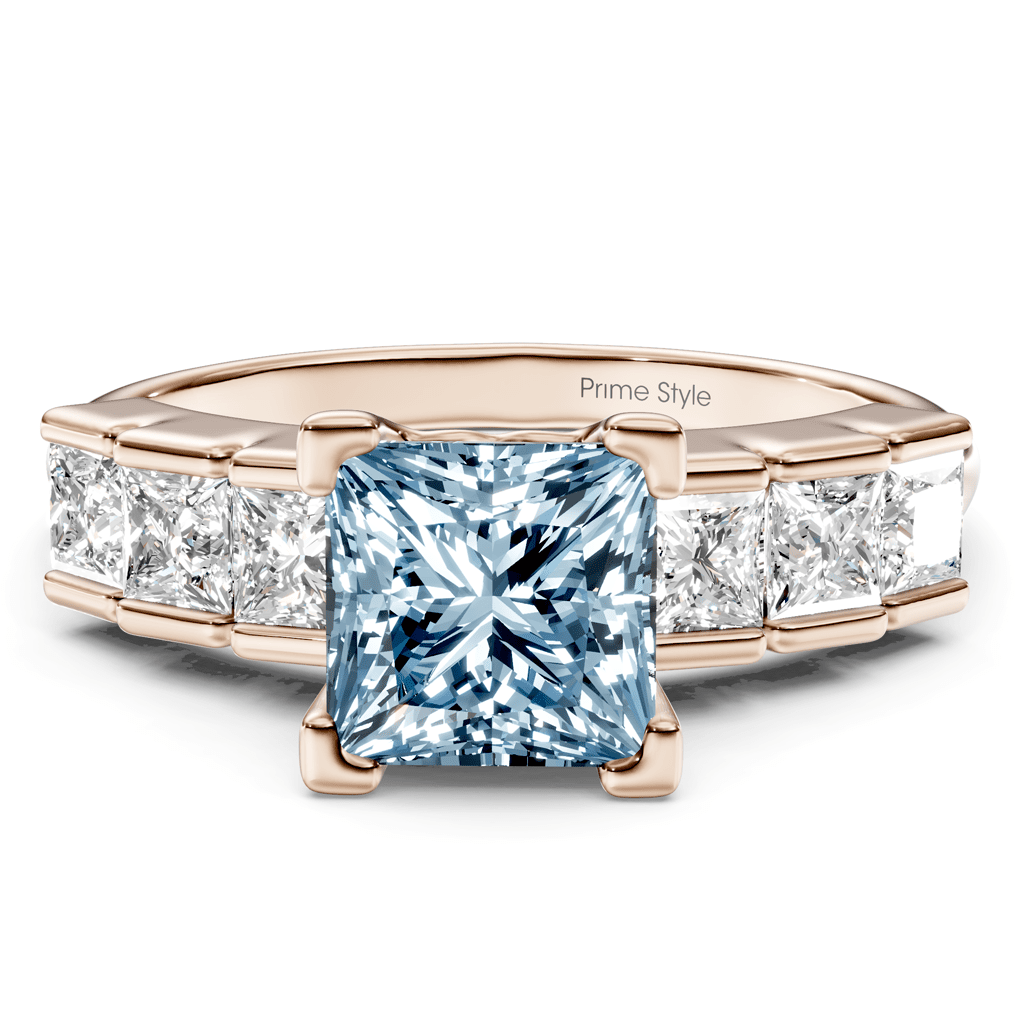 1.80 - 4.80 CT Princess Cut Fancy Blue Diamonds - Engagement Ring - Primestyle.com