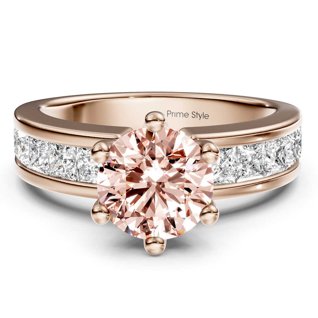 1.90-4.90 CT Princess &amp; Round Cut Fancy Pink Diamonds - Engagement Ring