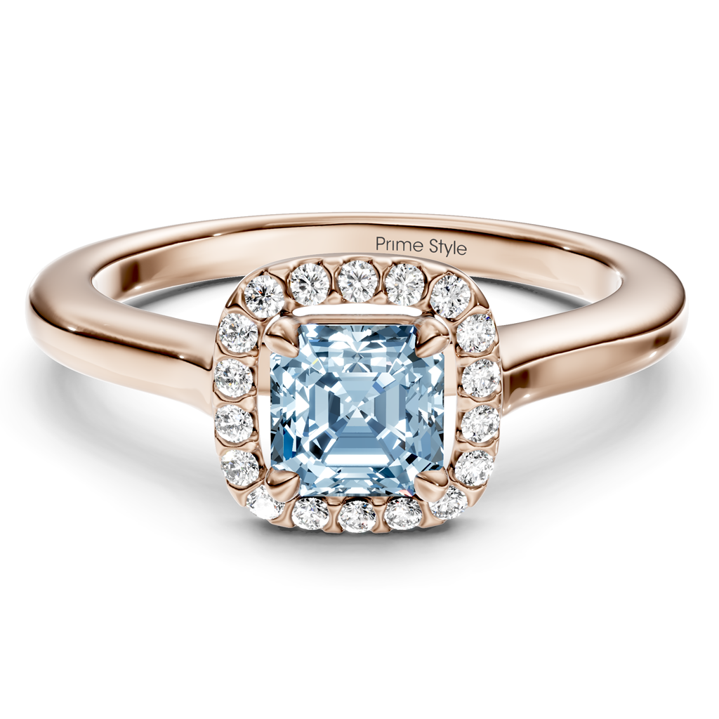 1.15-4.15 CT Ascher &amp; Round Cut Fancy Blue Diamonds - Engagement Ring