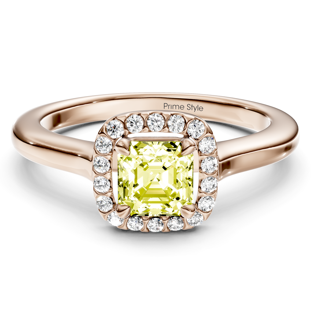 1.15-4.15 CT Ascher &amp; Round Cut Fancy Yellow Diamonds - Engagement Ring