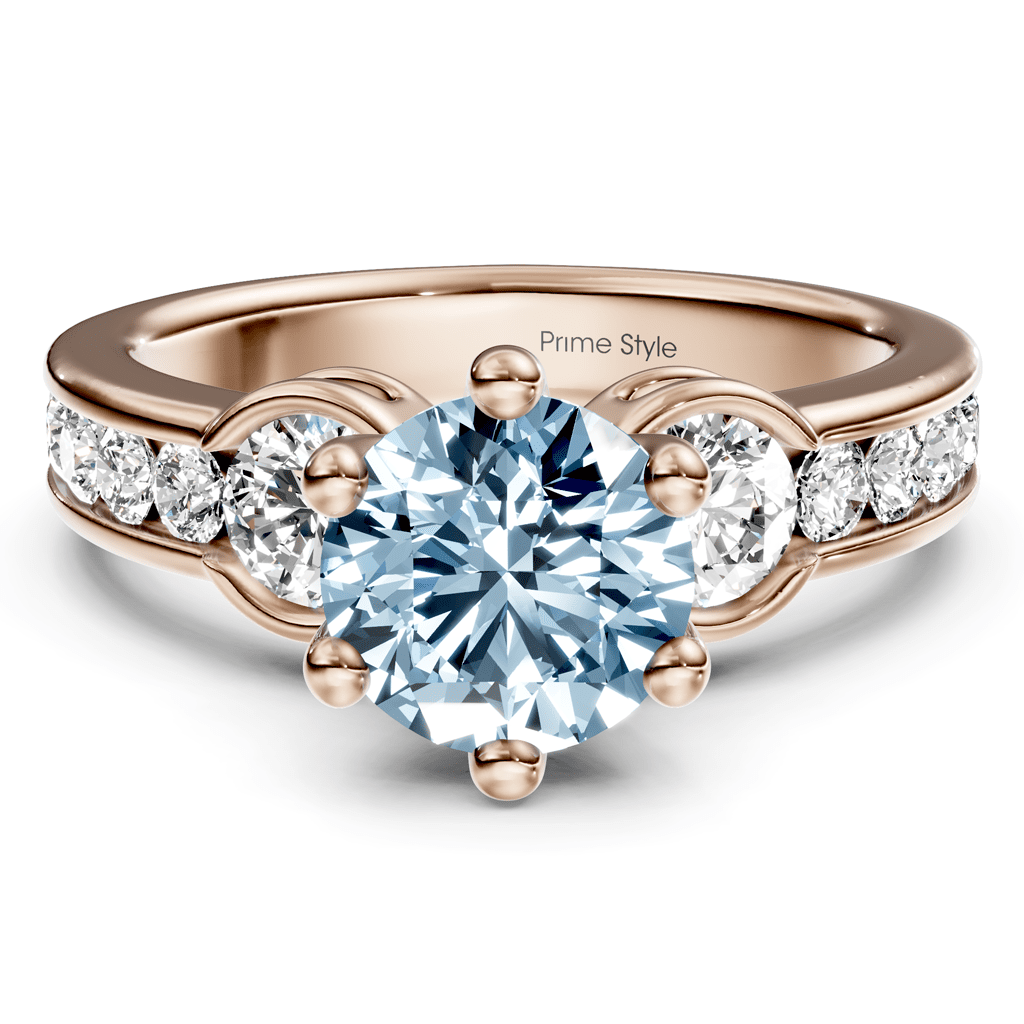 1.85 - 4.85 CT Round Cut Fancy Blue Diamonds - Engagement Ring - Primestyle.com