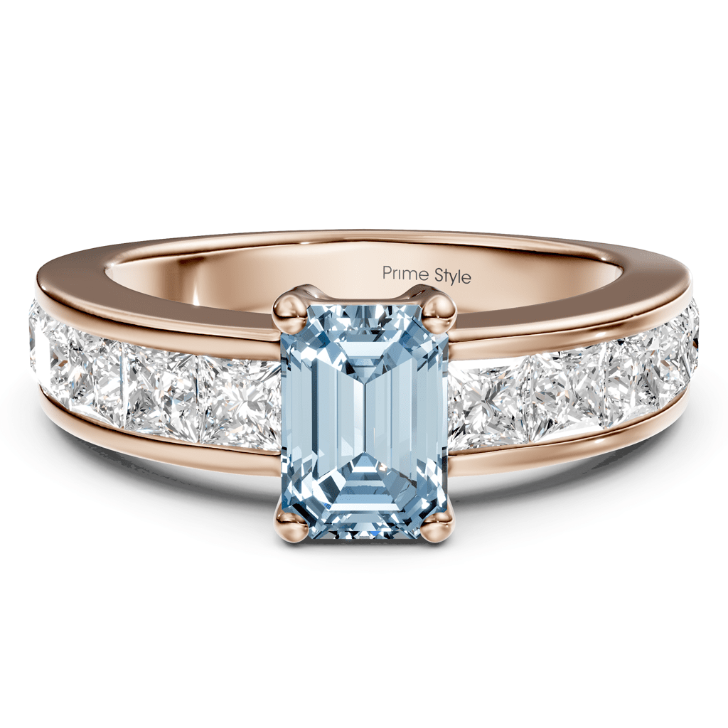 2.50-5.50 CT Emerald & Princess Cut Fancy Blue Diamonds - Engagement Ring