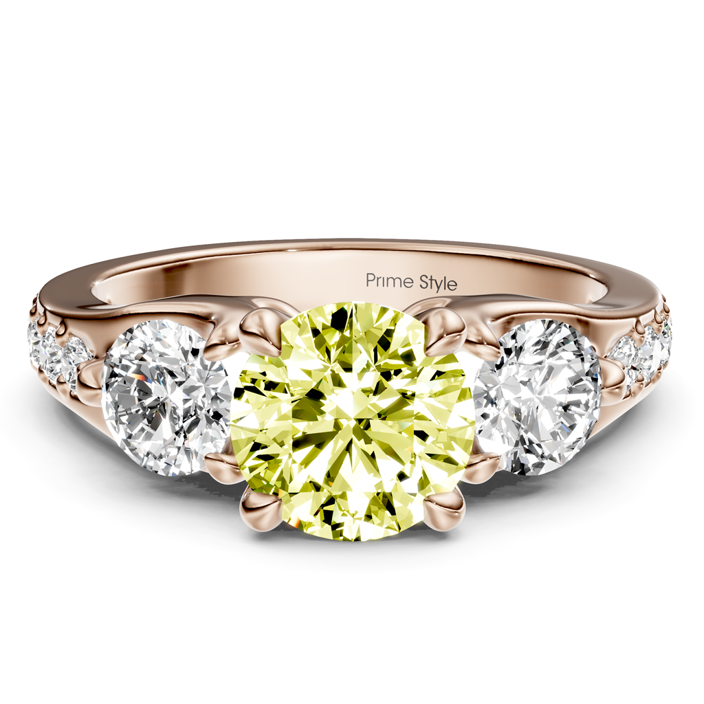 2.05-5.05 CT Round Cut Fancy Yellow Diamonds - Engagement Ring