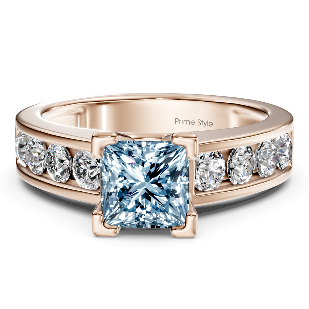 1.80-4.80 CT Princess &amp; Round Cut Fancy Blue Diamonds - Engagement Ring