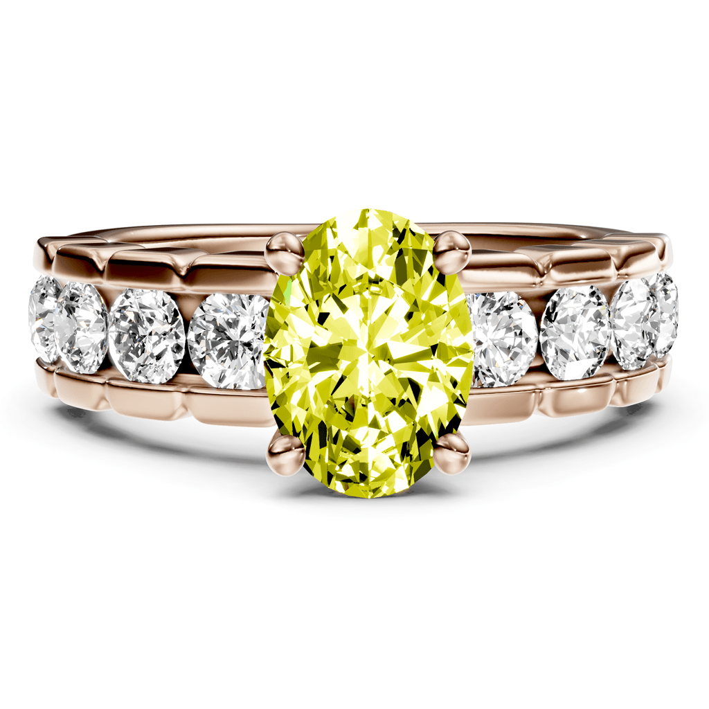 2.05 - 5.05 CT Oval &amp; Round Cut Fancy Yellow Diamonds - Engagement Ring - Primestyle.com