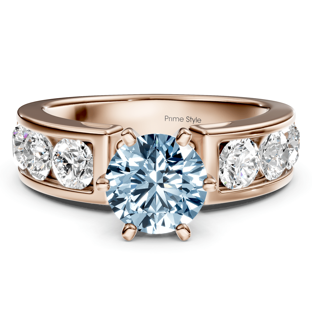 2.50 - 5.50 CT Round Cut Fancy Blue Diamonds - Engagement Ring - Primestyle.com