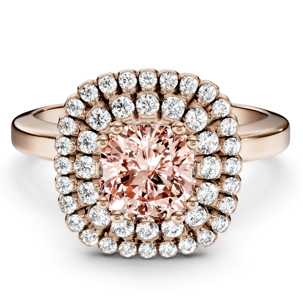 1.34-4.34 CT Cushion &amp; Round Cut Fancy Pink Diamonds - Engagement Ring