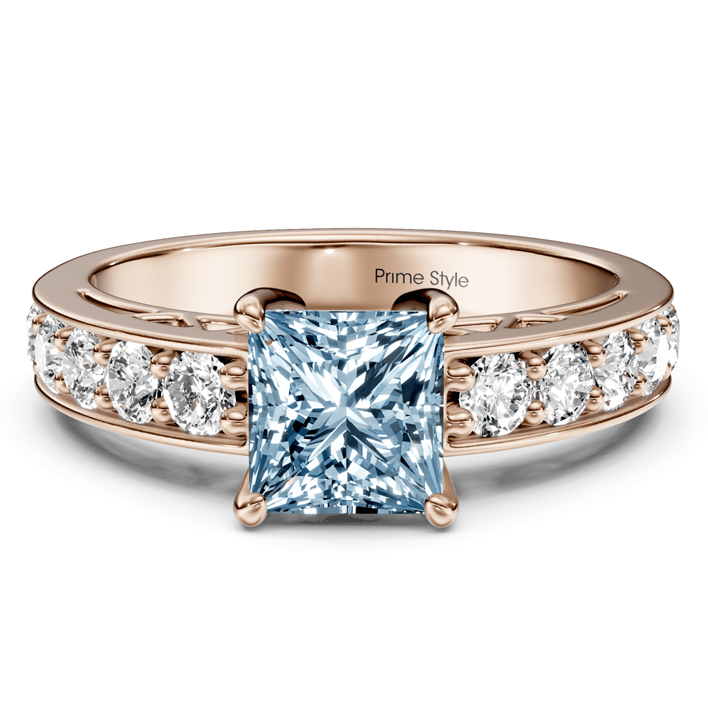 1.50 - 4.50 CT Princess &amp; Round Cut Fancy Blue Diamonds - Engagement Ring - Primestyle.com