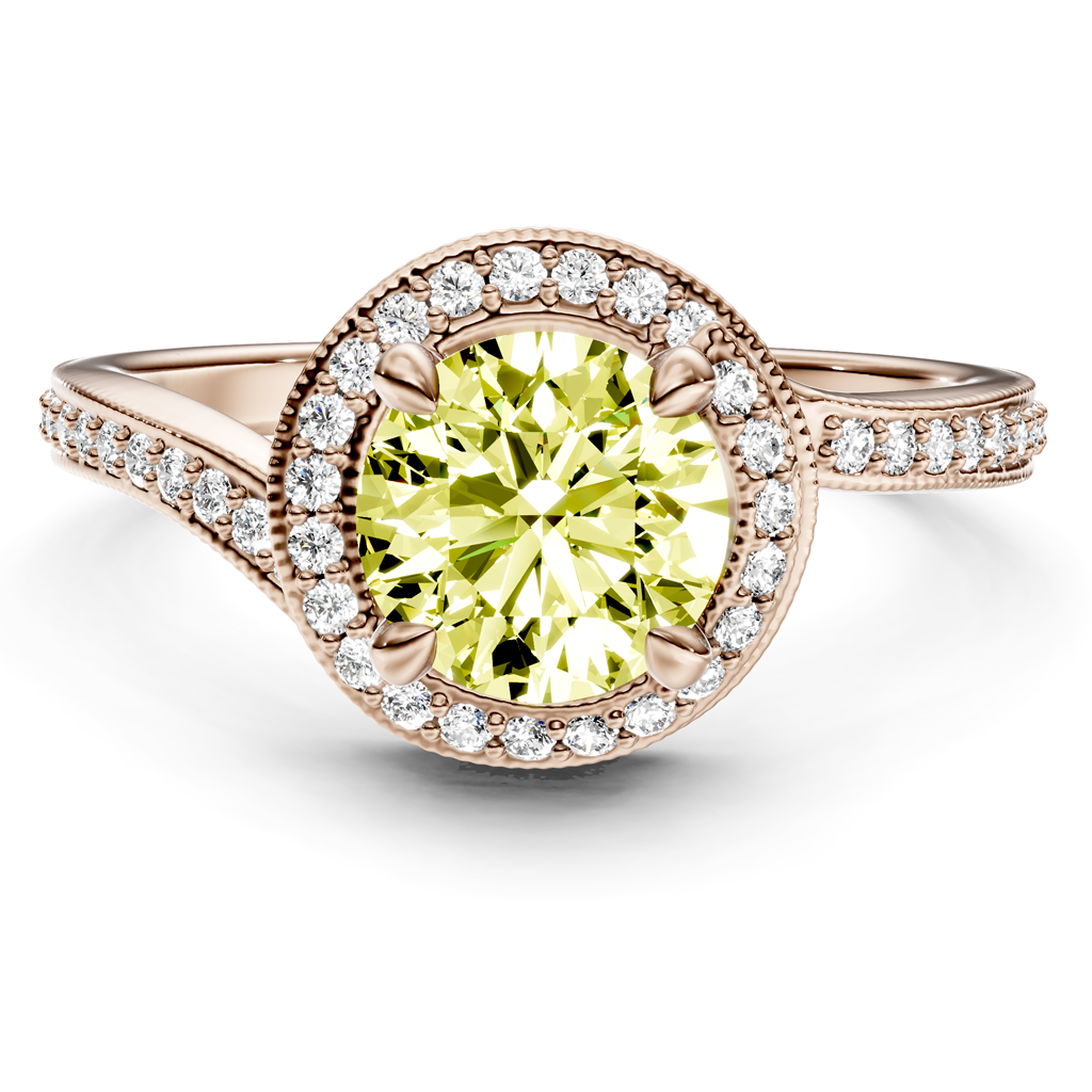 1.25-4.25 CT Round Cut Fancy Yellow Diamonds - Engagement Ring