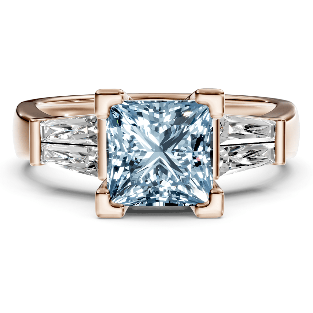 1.40-4.40 CT Princess & Taper Cut Fancy Blue Diamonds - Engagement Ring