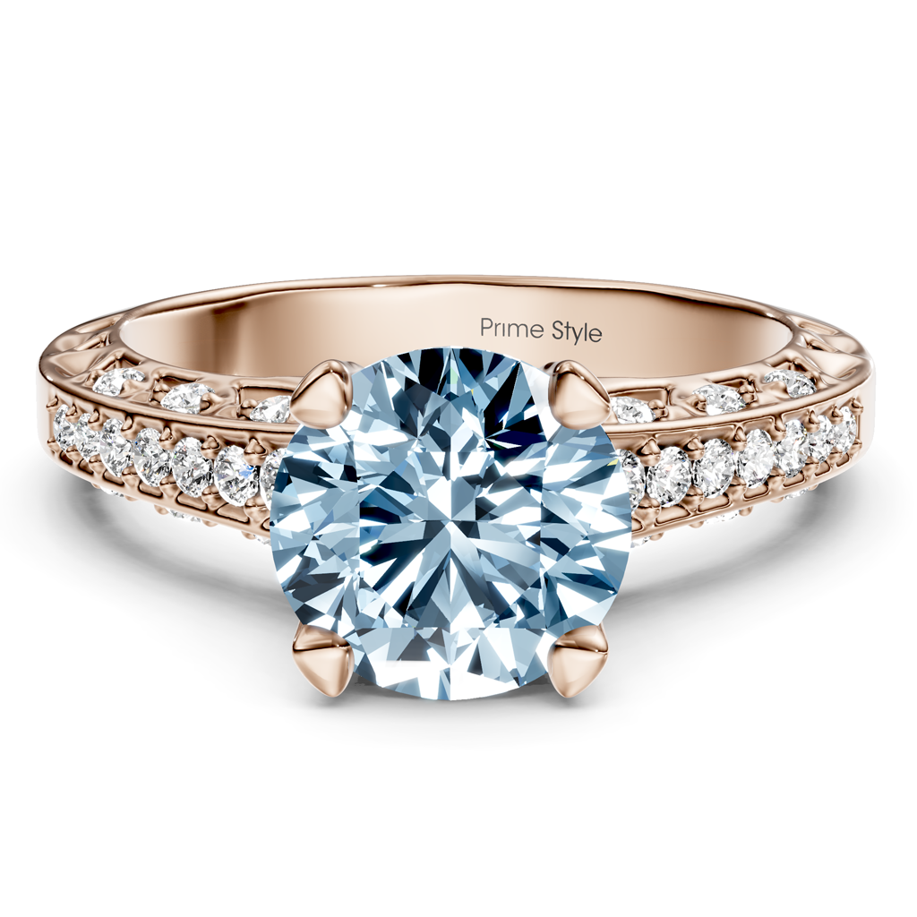 1.25-4.25 CT Round Cut Fancy Blue Diamonds - Engagement Ring