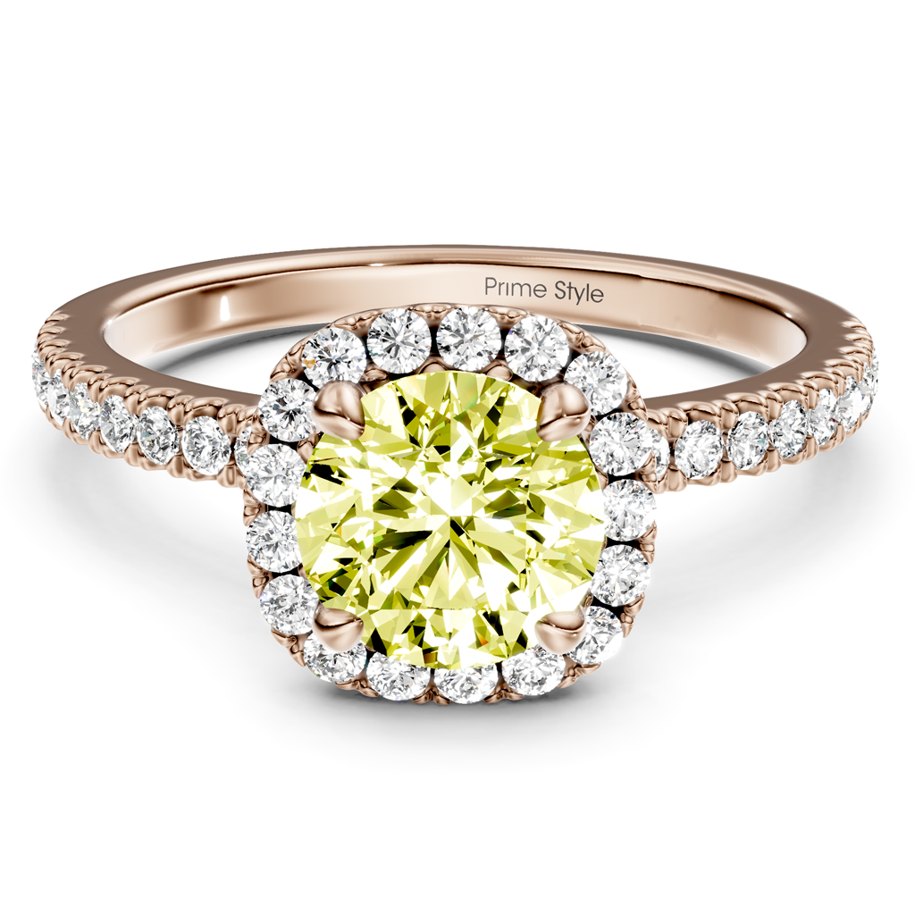 1.40-4.40 CT Round Cut Fancy Yellow Diamonds - Engagement Ring