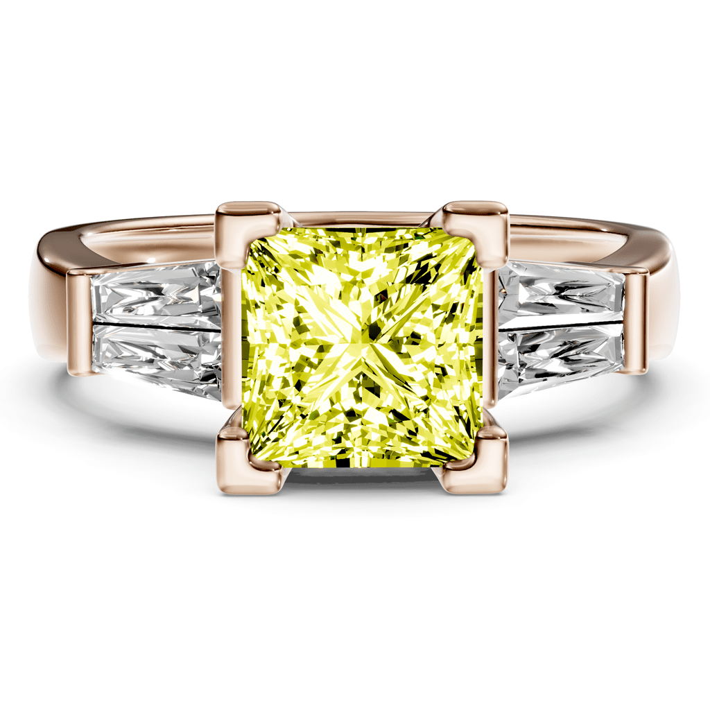1.40 - 4.40 CT Princess &amp; Taper Cut Fancy Yellow Diamonds - Engagement Ring - Primestyle.com