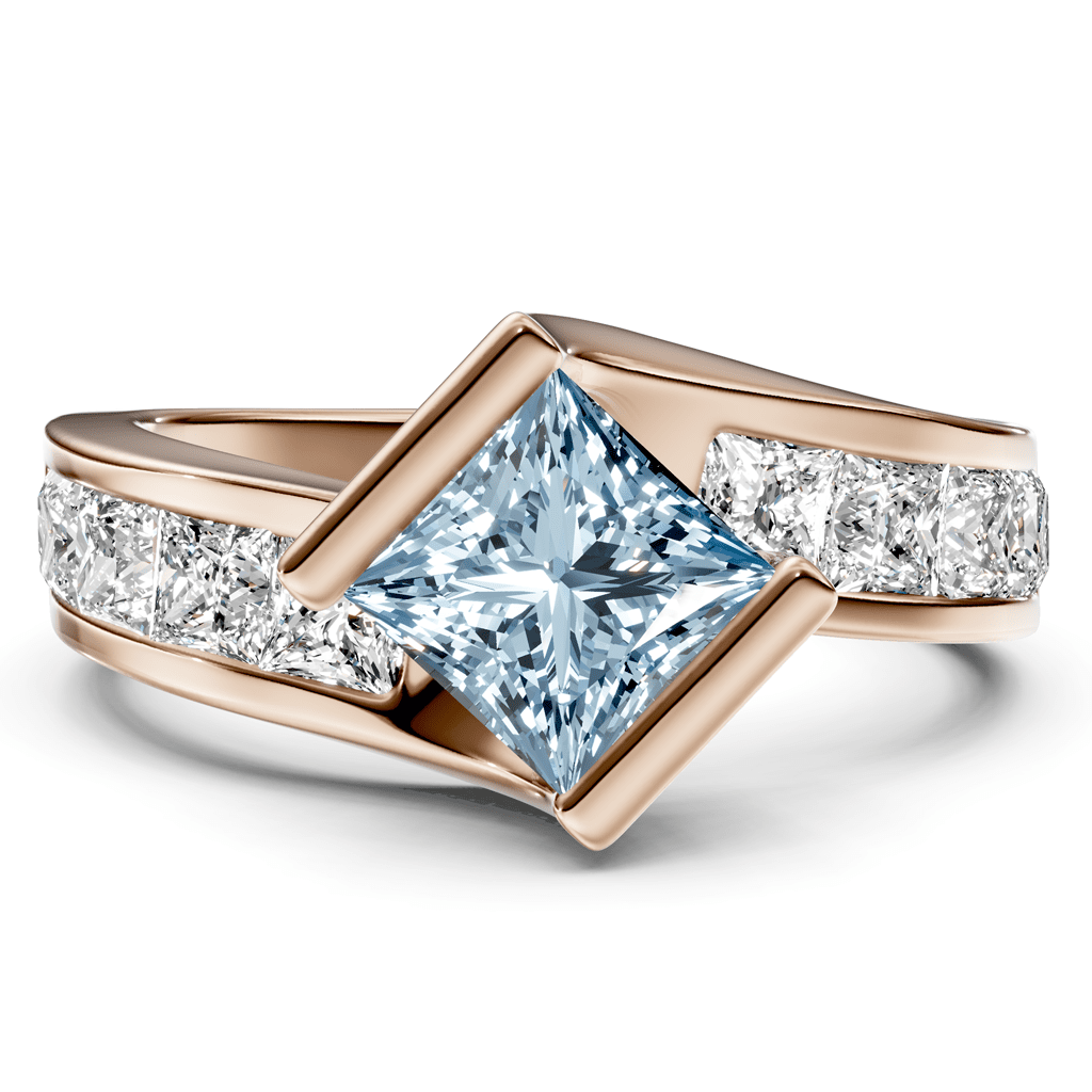 2.60 - 5.60 CT Princess Cut Fancy Blue Diamonds - Engagement Ring - Primestyle.com