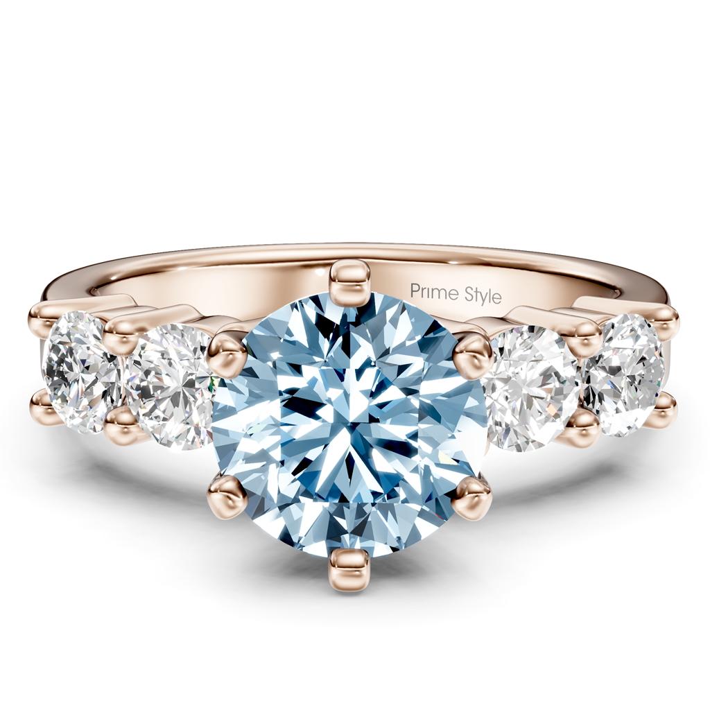 1.60-4.60 CT Round Cut Fancy Blue Diamonds - Engagement Ring