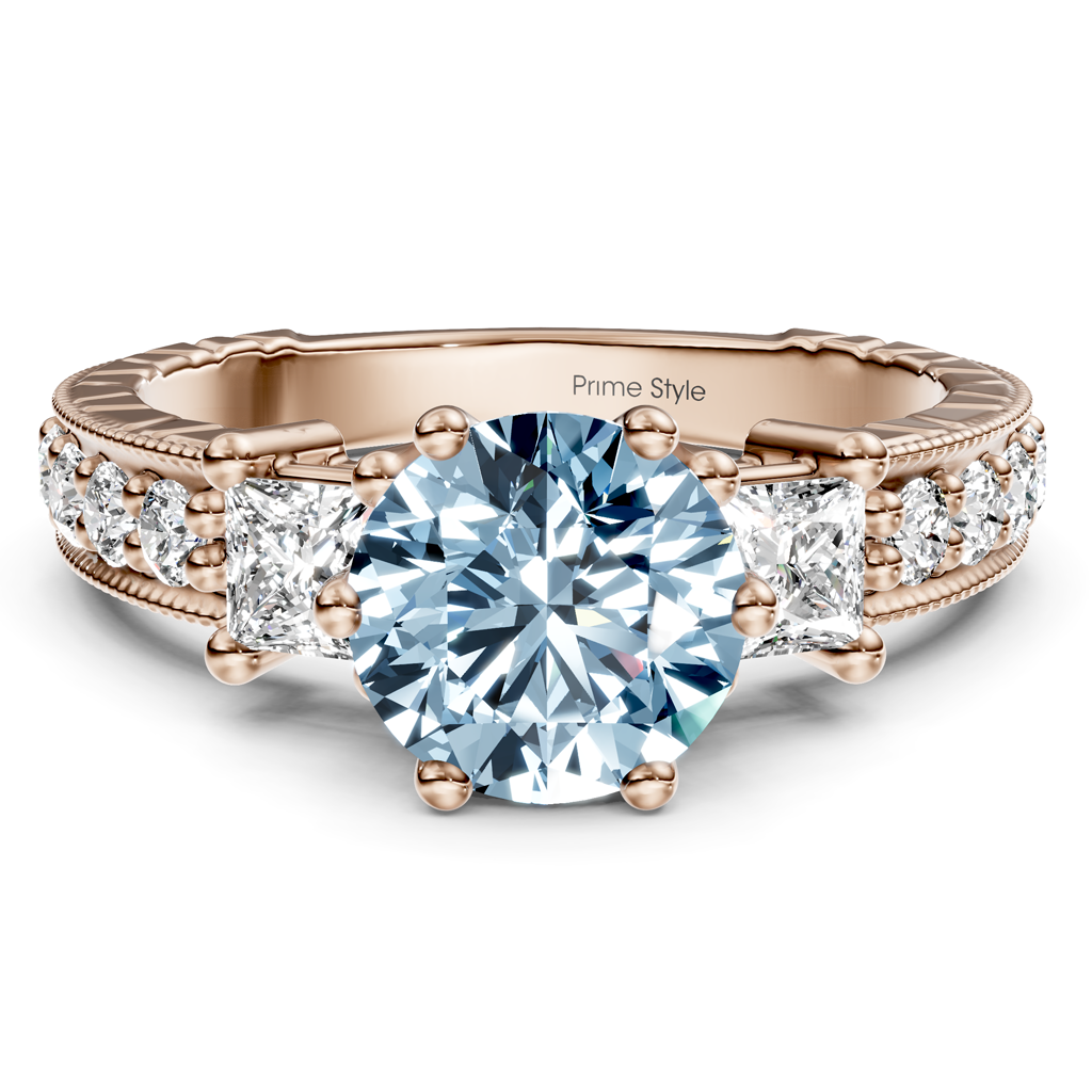 1.70-4.70 CT Princess &amp; Round Cut Fancy Blue Diamonds - Engagement Ring