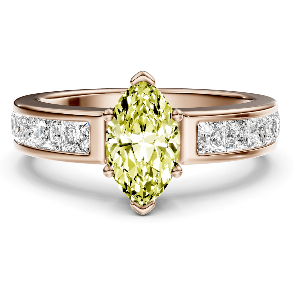 1.90-4.90 CT Princess Cut Fancy Yellow Diamonds - Engagement Ring