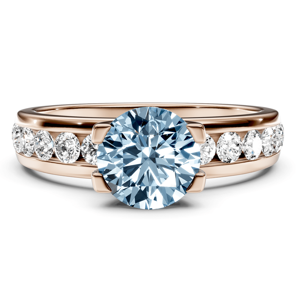 1.60 - 4.60 CT Round Cut Fancy Blue Diamonds - Engagement Ring - Primestyle.com
