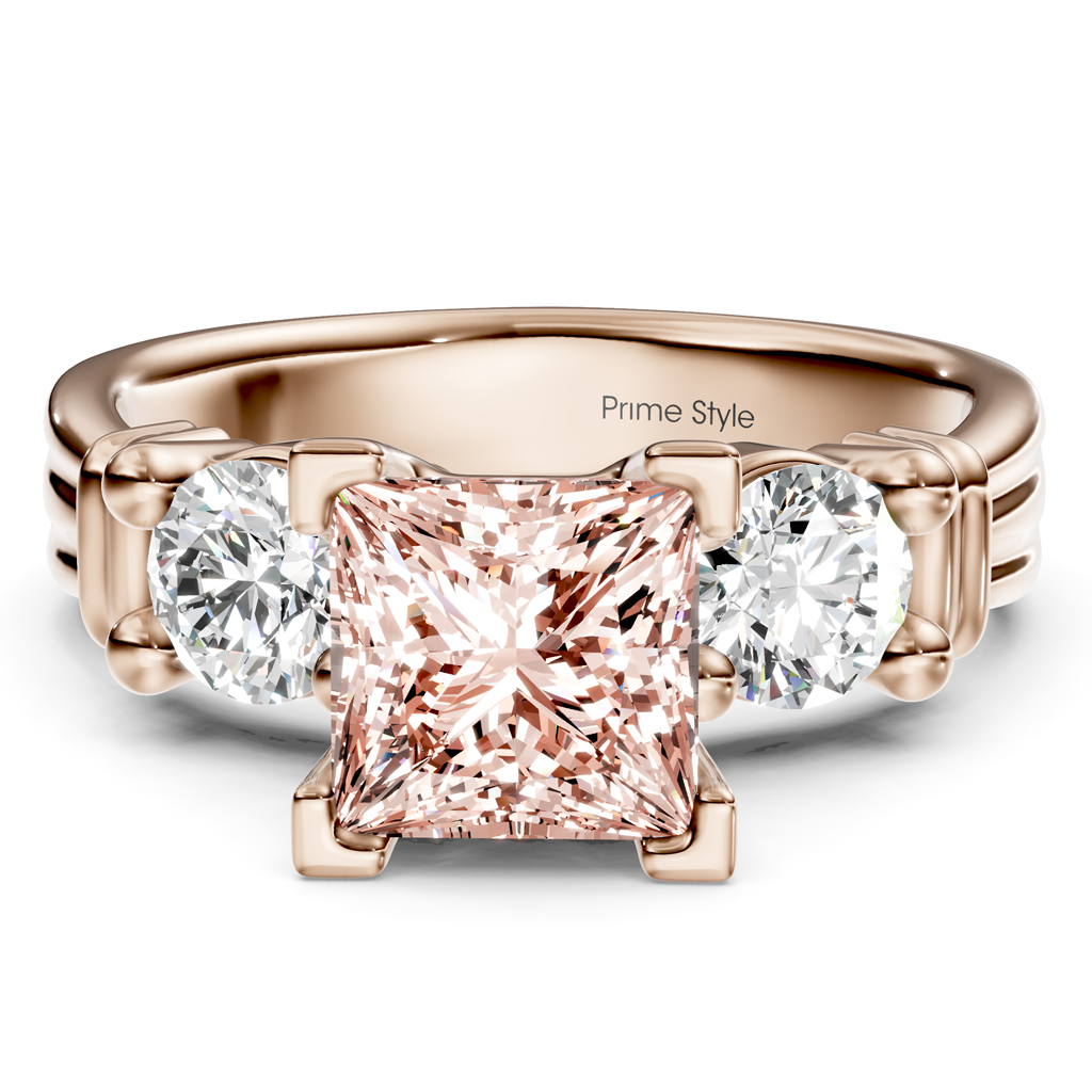 1.50-4.50 CT Princess &amp; Round Cut Fancy Pink Diamonds - Engagement Ring