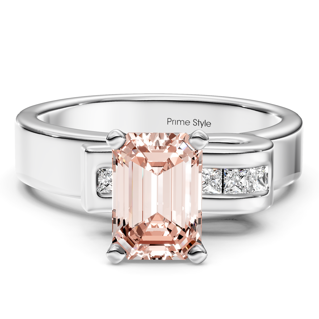 1.10-4.10 CT Emerald &amp; Princess Cut Fancy Pink Diamonds - Engagement Ring