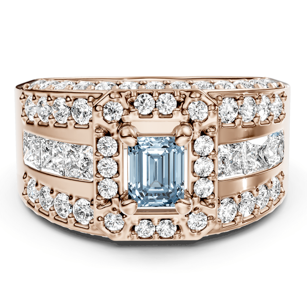 2.70 - 5.70 CT Emerald &amp; Round Cut Fancy Blue Diamonds - Engagement Ring - Primestyle.com
