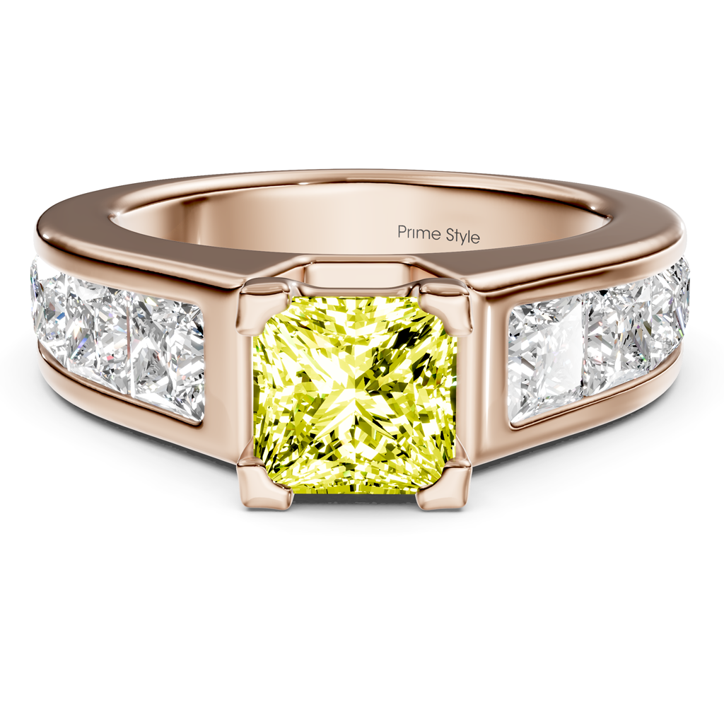 3.30-6.30 CT Princess Cut Fancy Yellow Diamonds - Engagement Ring