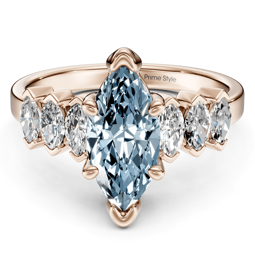 2.00 - 5.00 CT Marquise Cut Fancy Blue Diamonds - Engagement Ring - Primestyle.com
