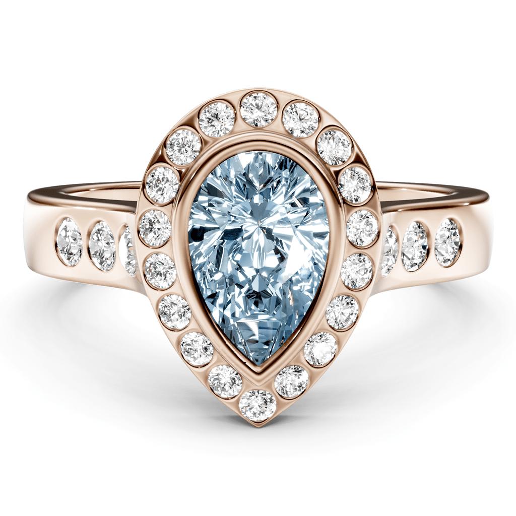 1.38-4.38 CT Pear & Round Cut Fancy Blue Diamonds - Engagement Ring
