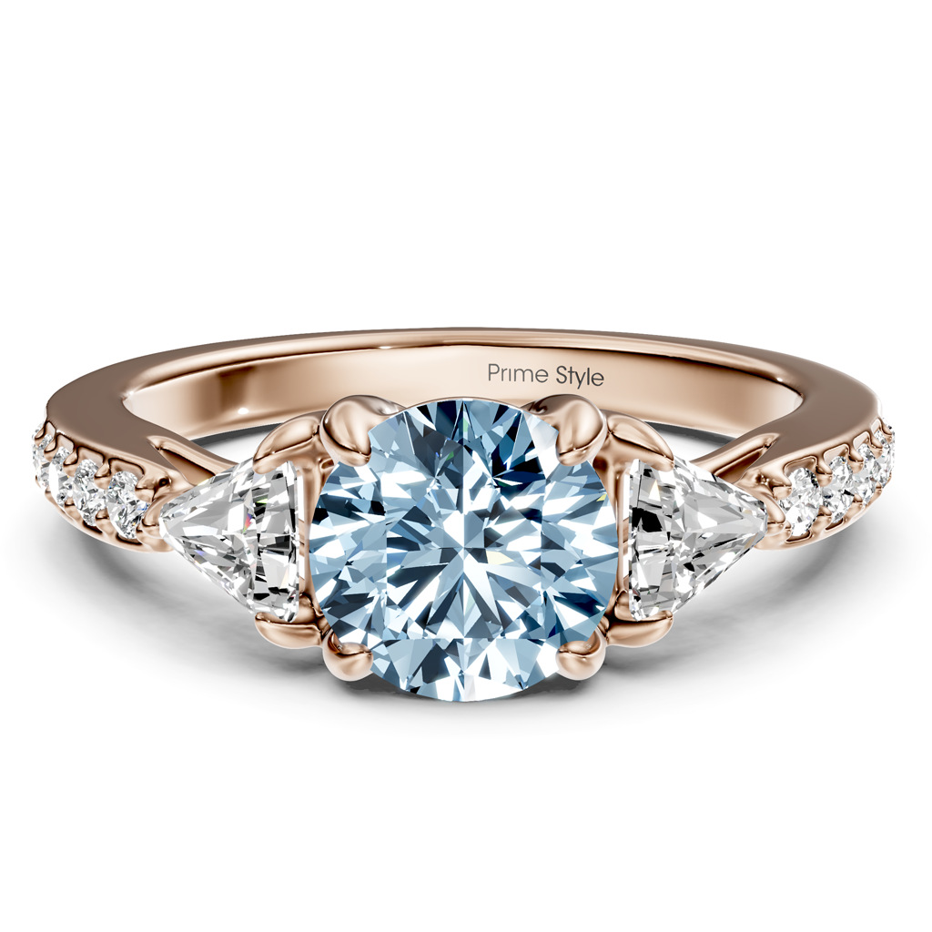 1.60-4.60 CT Round &amp; Triangle Cut Fancy Blue Diamonds - Engagement Ring