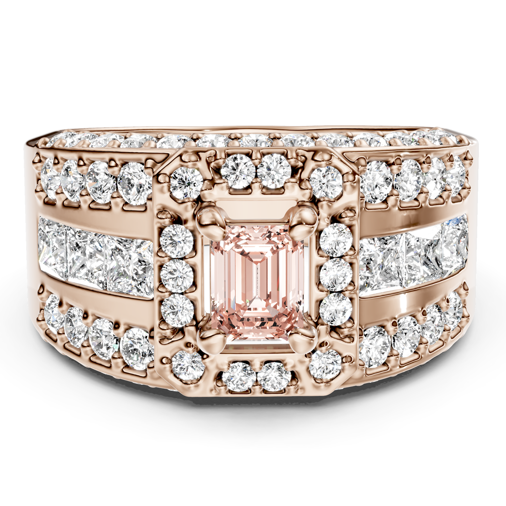 2.70-5.70 CT Emerald &amp; Round Cut Fancy Pink Diamonds - Engagement Ring