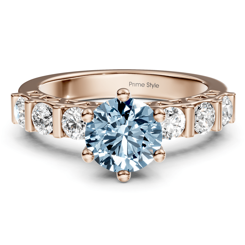 1.60-4.60 CT Round Cut Fancy Blue Diamonds - Engagement Ring