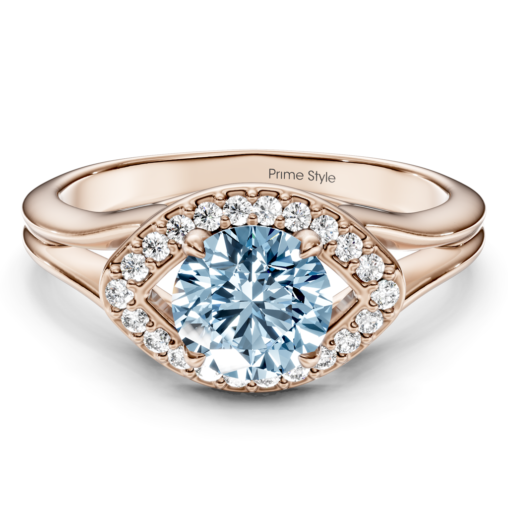 1.10-4.10 CT Round Cut Fancy Blue Diamonds - Engagement Ring