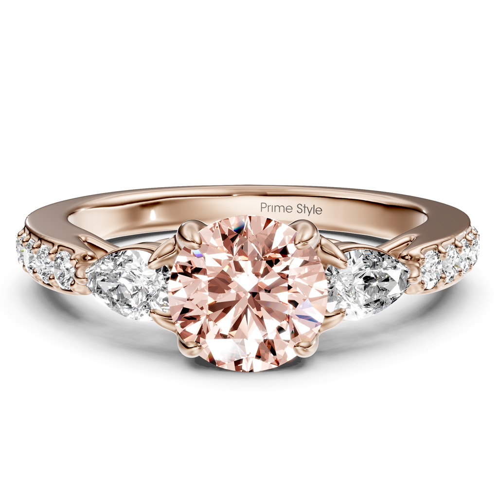 1.50-4.50 CT Pear &amp; Round Cut Fancy Pink Diamonds - Engagement Ring