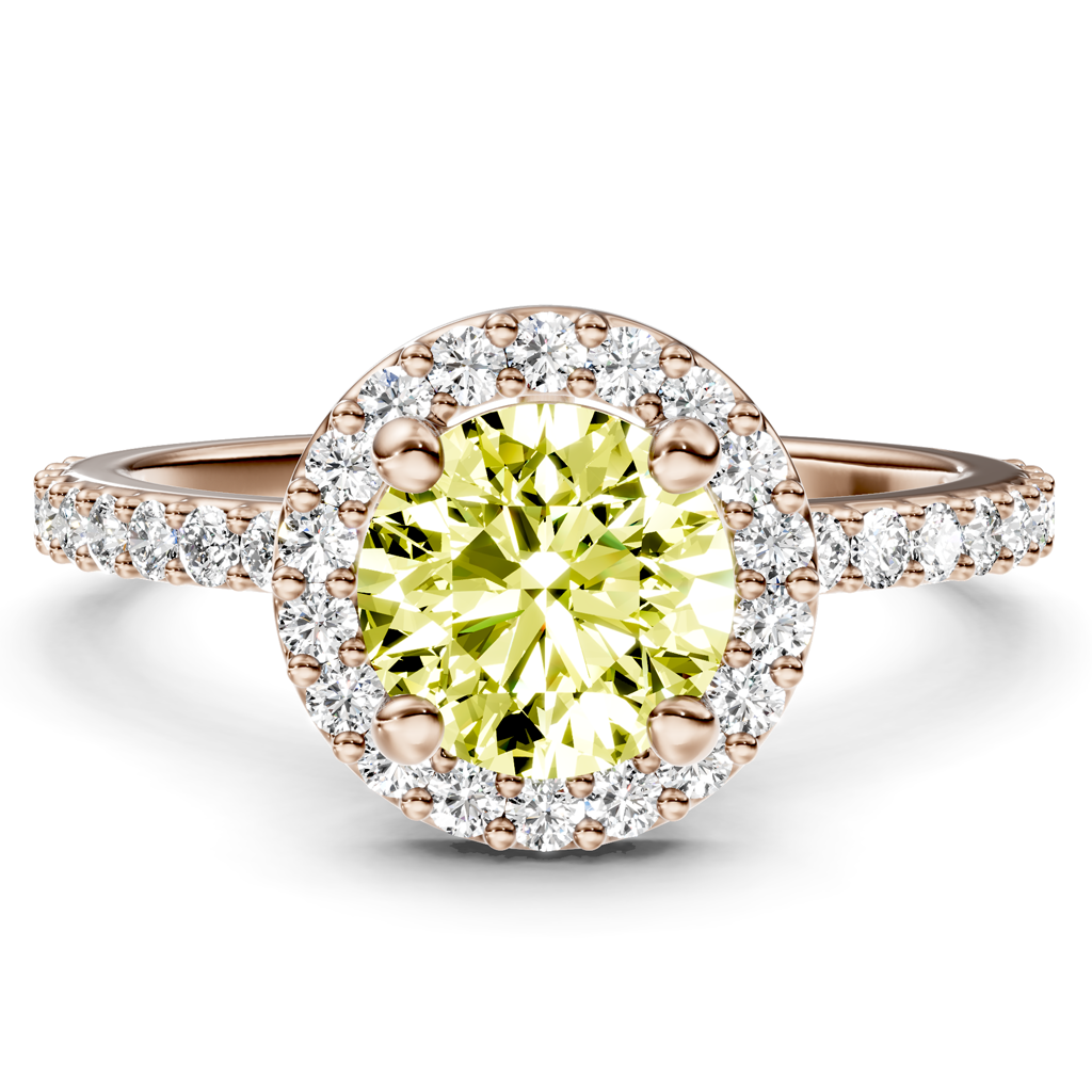 1.40-4.40 CT Round Cut Fancy Yellow Diamonds - Engagement Ring