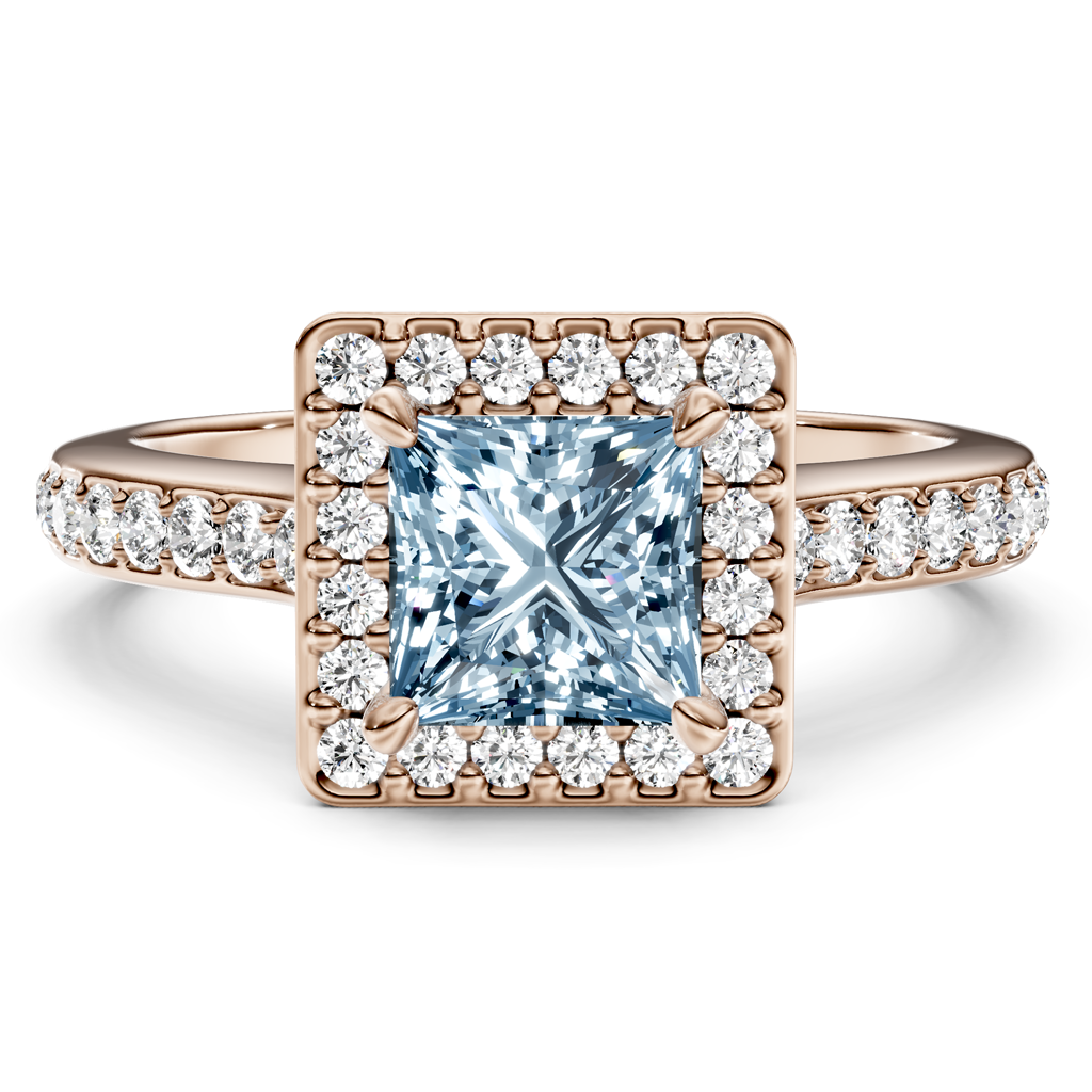 1.40-4.40 CT Princess &amp; Round Cut Fancy Blue Diamonds - Engagement Ring