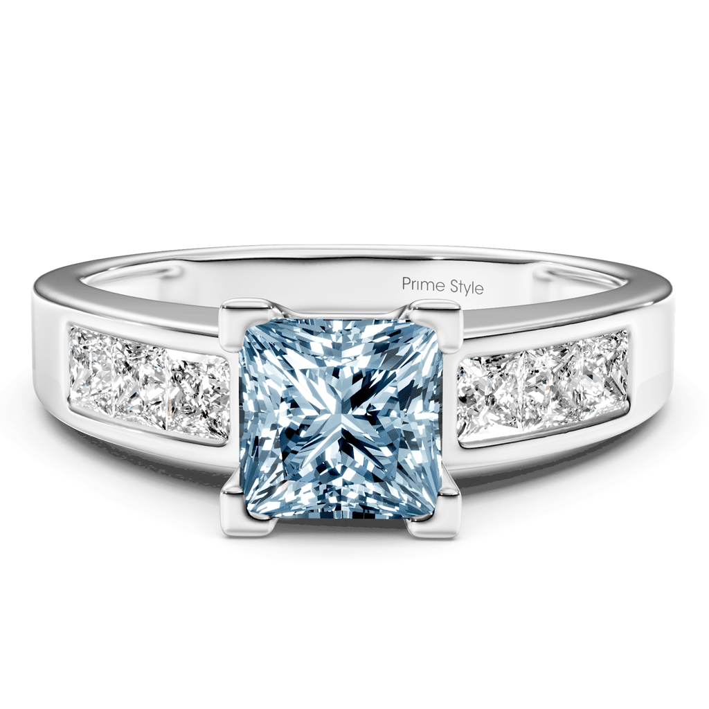 1.80-4.80 CT Princess Cut Fancy Blue Diamonds - Engagement Ring