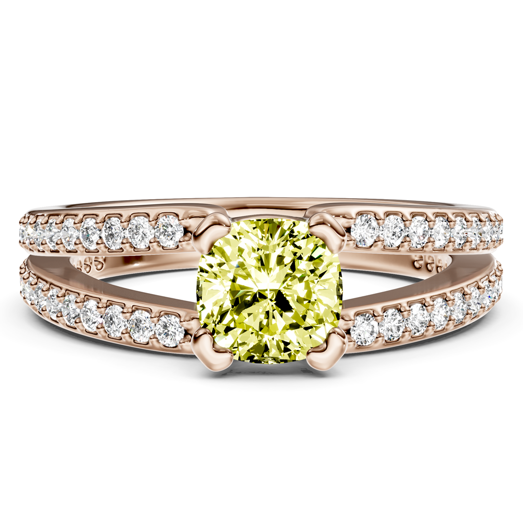 1.50-4.50 CT Cushion &amp; Round Cut Fancy Yellow Diamonds - Engagement Ring
