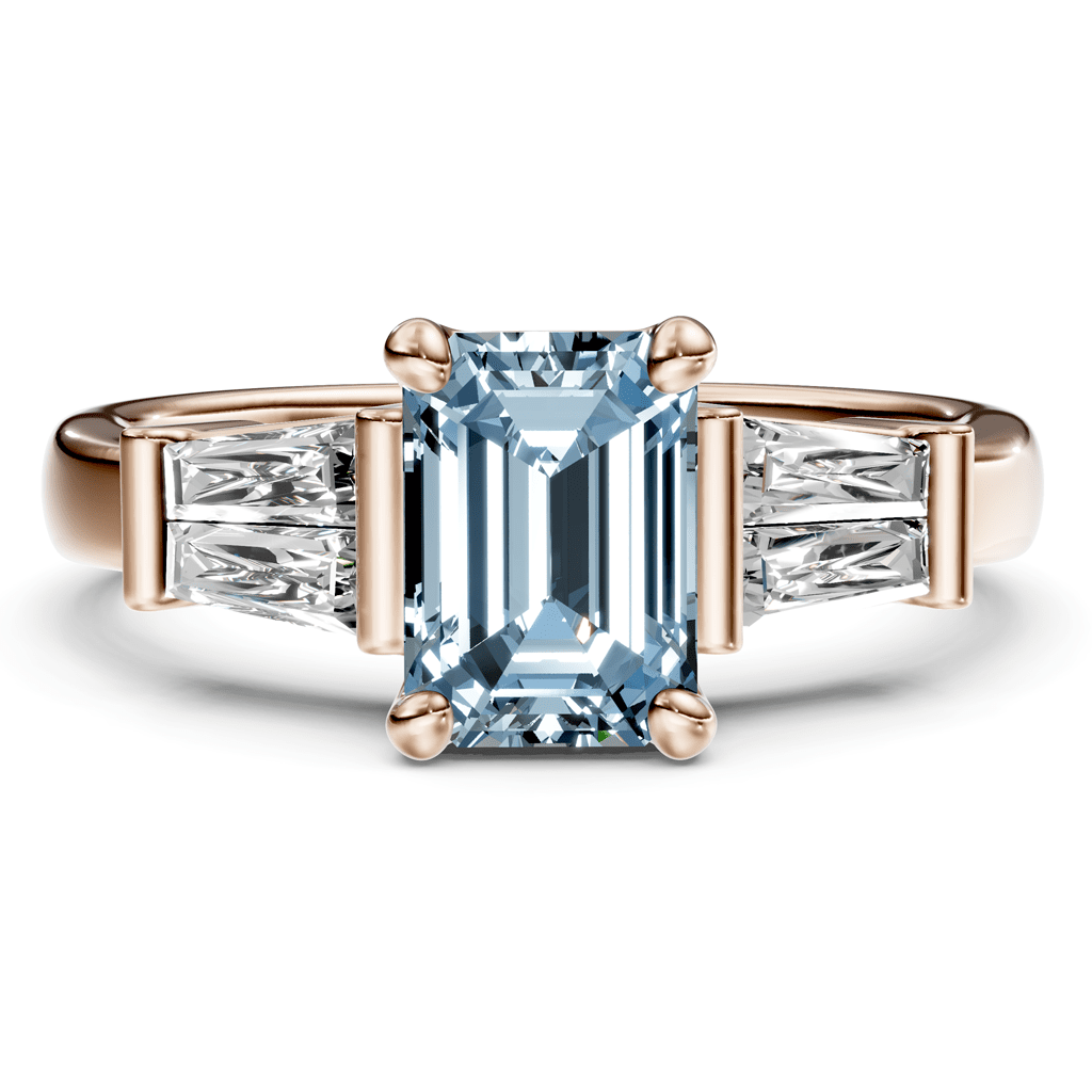 1.40 - 4.40 CT Emerald &amp; Taper Cut Fancy Blue Diamonds - Engagement Ring - Primestyle.com