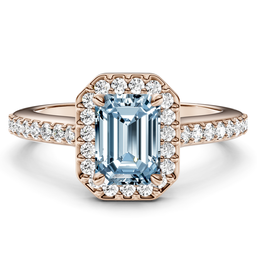 1.30-4.30 CT Emerald &amp; Round Cut Fancy Blue Diamonds - Engagement Ring