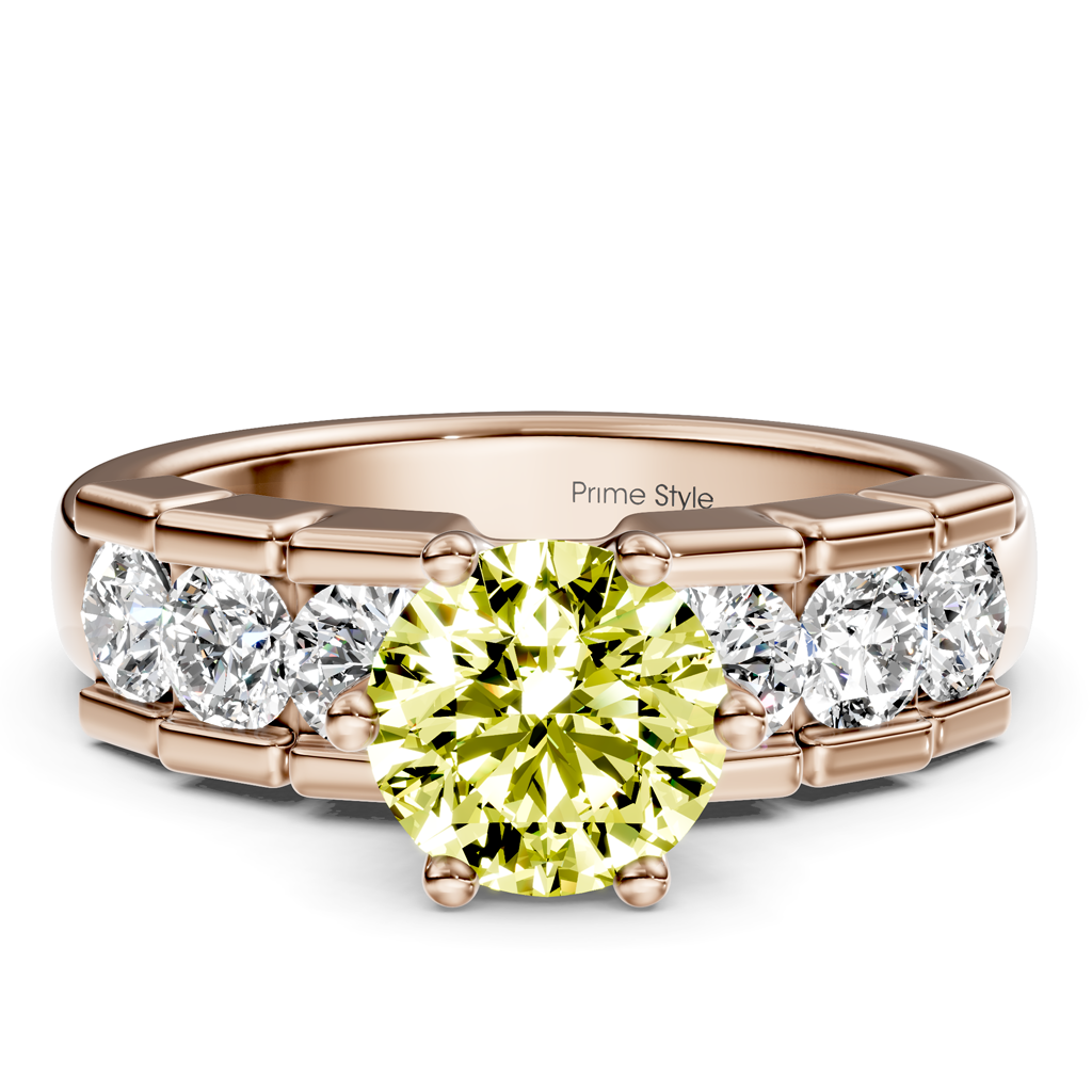 1.85-4.85 CT Round Cut Fancy Yellow Diamonds - Engagement Ring