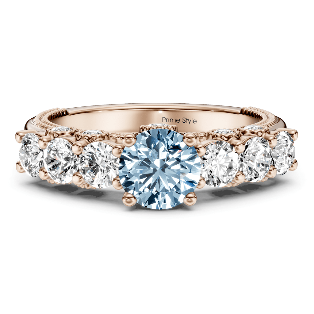 2.10-5.10 CT Round Cut Fancy Blue Diamonds - Engagement Ring