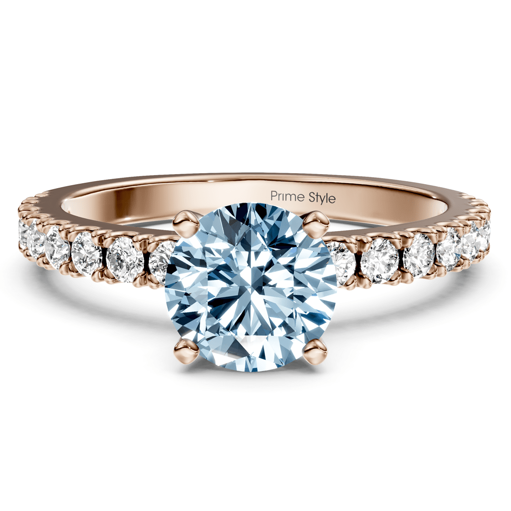 1.40 - 4.40 CT Round Cut Fancy Blue Diamonds - Engagement Ring - Primestyle.com