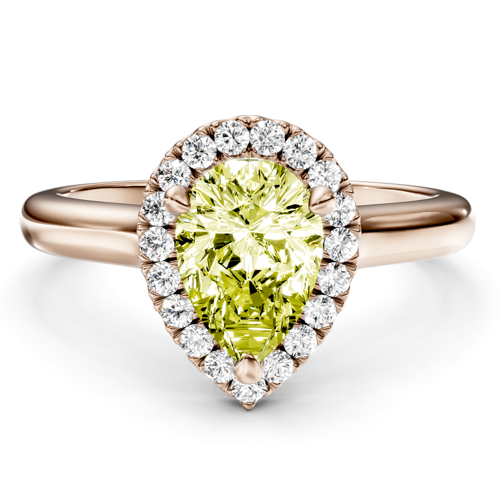 1.20-4.20 CT Pear &amp; Round Cut Fancy Yellow Diamonds - Engagement Ring